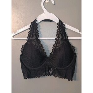 Victoria's Secret Pink Black & Pink Lacy Bralette Bra Size Small (AA-C  Cups)